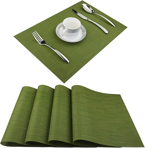 Mantel individual de plástico Bechen, mantel individual lavable antideslizante, para mesa de comer, set de manteles individuales de mesa, se limpia