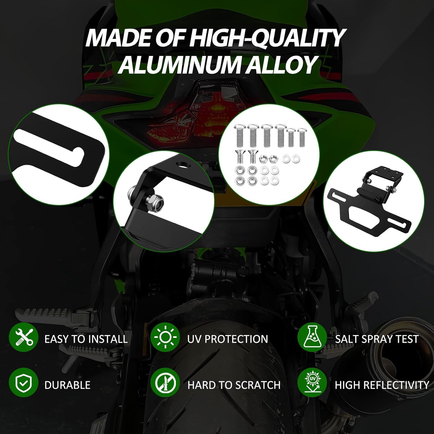 Motorcycle Tidy Tail Fender Eliminator License Plate Bracket Holder Compatible with Ninja ZX4R ZX4RR ZX400 ZX25R 2023 2024 2025