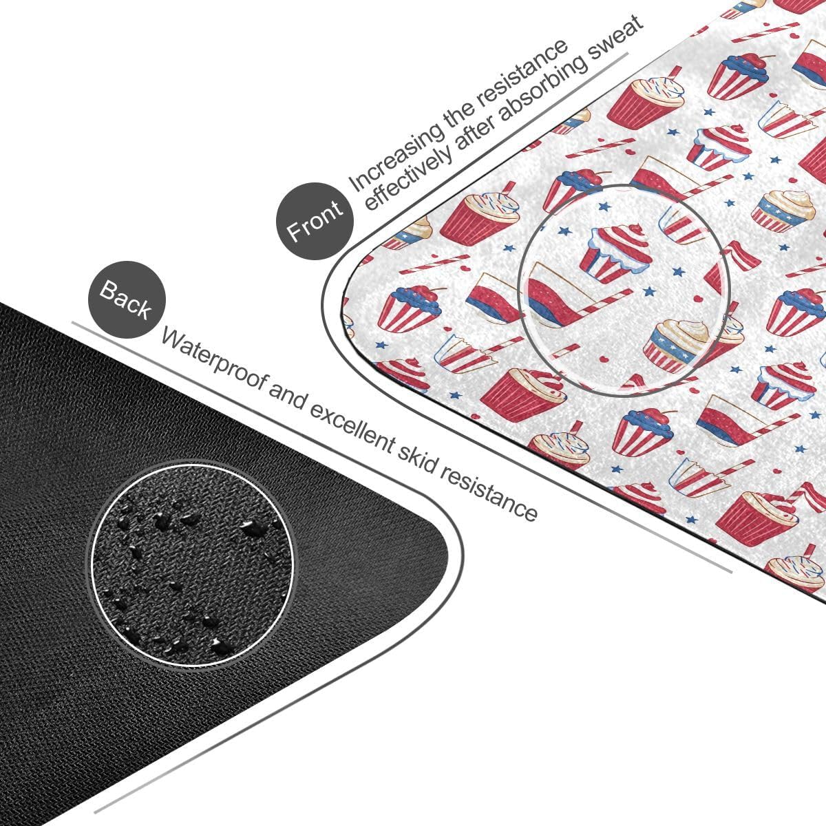 ALAZA Icecream Flag Pattern Yoga Mat Non Slip Fitness Exercise Mat, Workout Mat for Yoga, Pilates and Floor Exercises