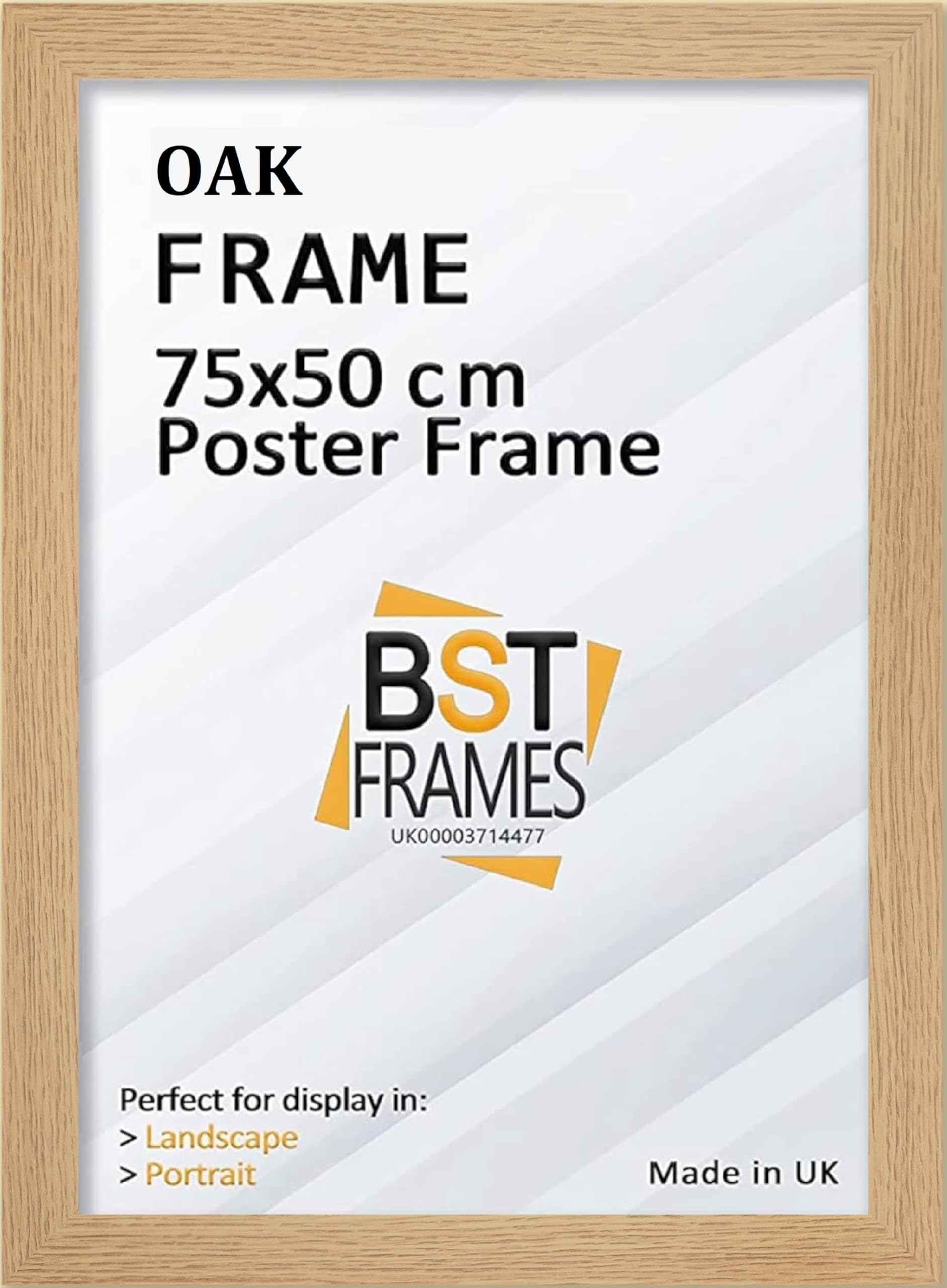Poster Frame 75cm x 50cm - Picture Frame for Wall - Large Photo Frame in Oak