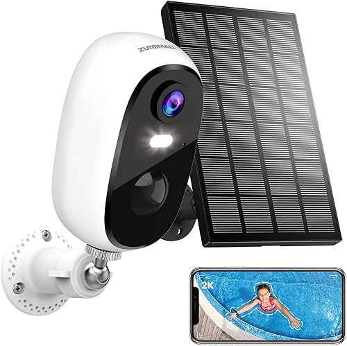 ZUMIMALL Cámaras de seguridad inalámbricas para exteriores cámaras de seguridad solares WiFi 2K para exteriores con visión nocturna conversación de