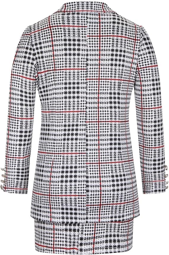 Women High Waist Blazer & Skirt 2 Piece Set Outfit Office Business Work Wear Attire Casual Suit3