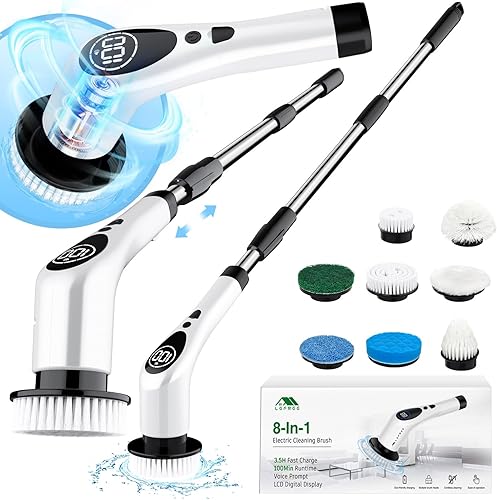 Lefree Limpiador eléctrico giratorio, limpiador eléctrico para limpieza con 8 cabezales de cepillo reemplazables, 3 velocidades ajustables, disponible en Yaxa Colombia