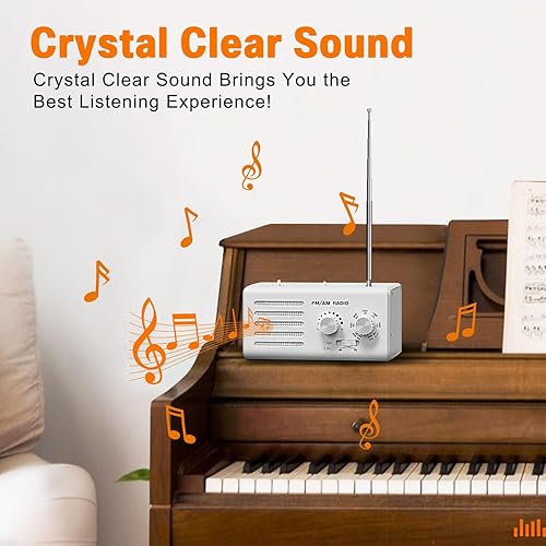 Miniatura 3 de Radio AM FM portátil, radio transistor Goodes con la mejor recepción, funciona con batería o alimentación de CA, altavoz, perilla de sintonización