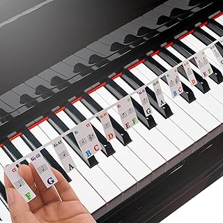 Piano Keyboard Note Labels Removable, No Glue Piano Keyboard Stickers for Beginners Kids, 88 Keys 1:1 Full-Size Paste-Free Piano Notes Guide for Beginners Removable Piano Key Stickers