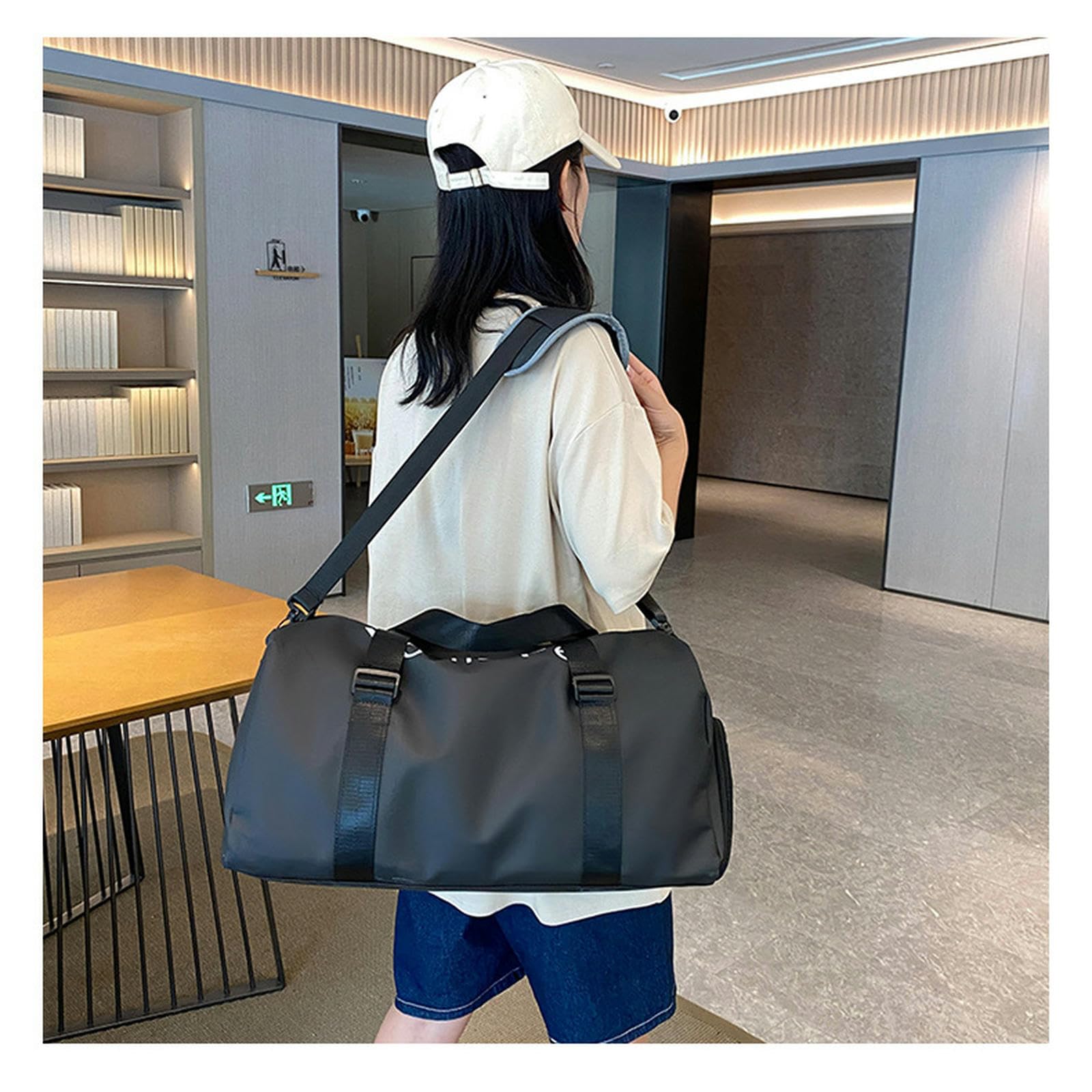 Reisetasche Gymnastobasche Kleidung Aufbewahrungstasche Gepäckbeutel wasserdichte Kurzstrecken-gepäckbeutel Tragbarer Kurzstrecken-schwarz