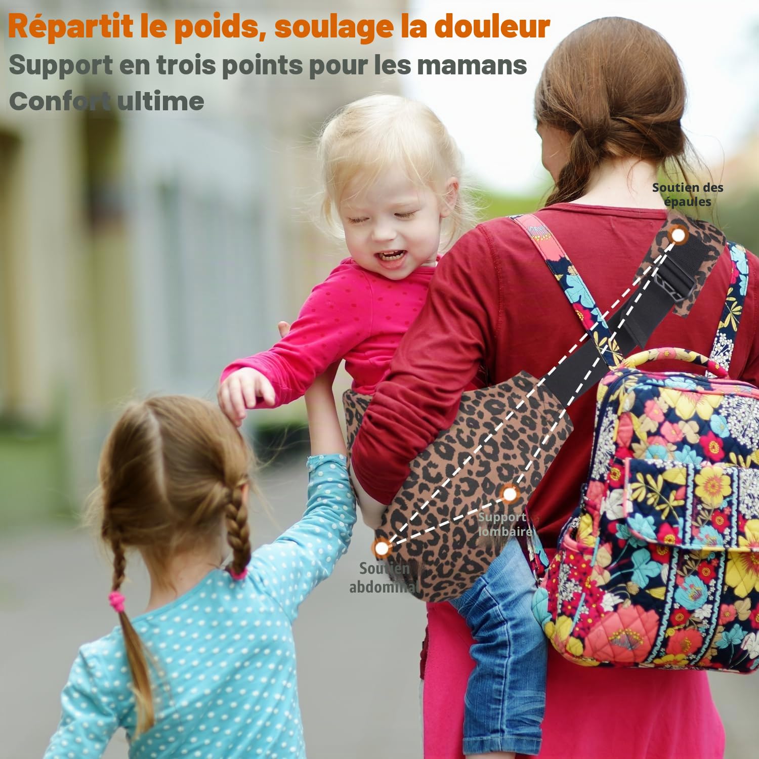 Écharpe de Portage Bébé Réglable Confortable Nouveau-Né 3-36 Mois Léopard