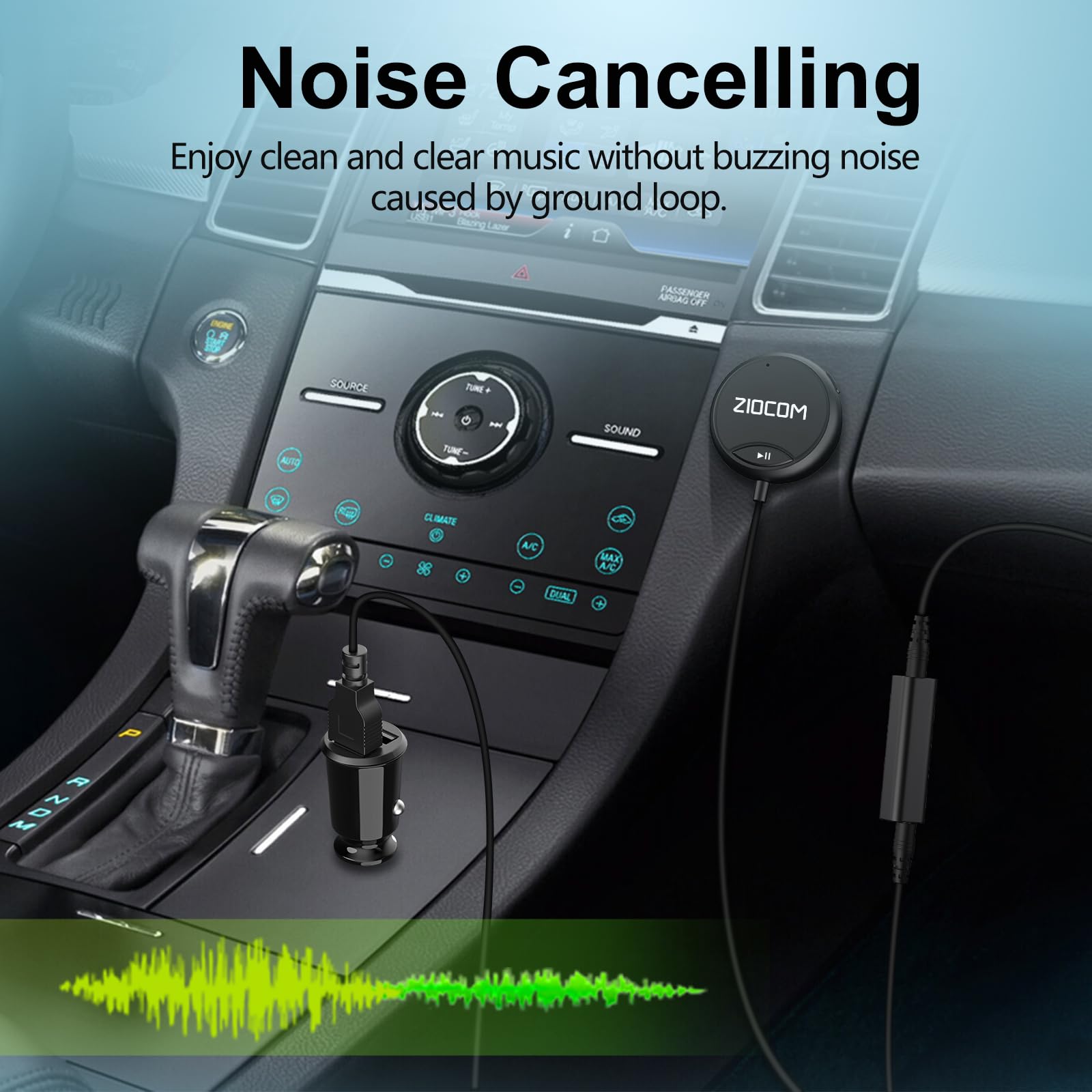 OQIMAX Aux Bluetooth 5.3 adapter voor auto, 3,5 mm zenderontvanger met Plug & Play, handsfree bellen, Type-C opladen, ruisonderdrukkende Bluetooth Aux-adapter voor thuisstereo, hoofdtelefoon