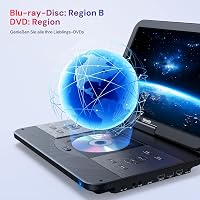 GOnavidio 15.4" Hordozható Blu-ray DVD Lejátszó 1920x1080 HD, 270° Forgatható, 5 Órás Akkumulátor 4