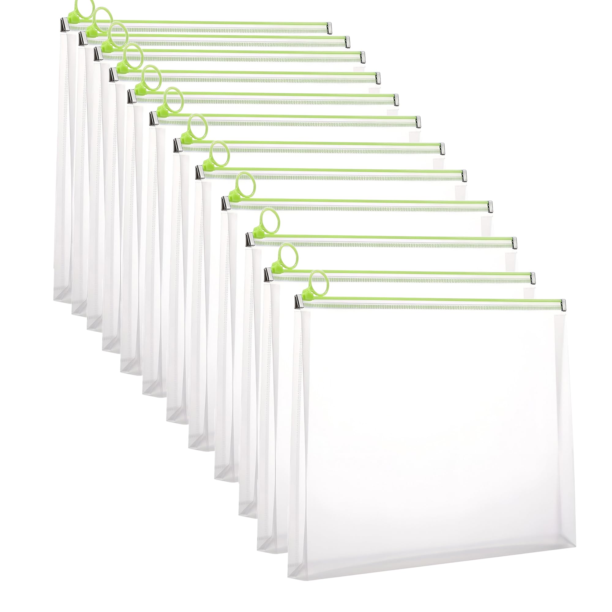 12 PCS Plastic Wallets Folders A5 Plastic Zipper Lock Document Wallet Holder Extra Thick Water Proof Zipper Bags for Office School Home Travel Accessories