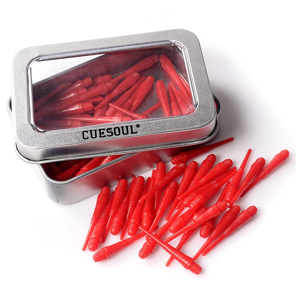 CUESOULSoft Tip Darts Points 2BA Thread Red,Pack of 100 pcs