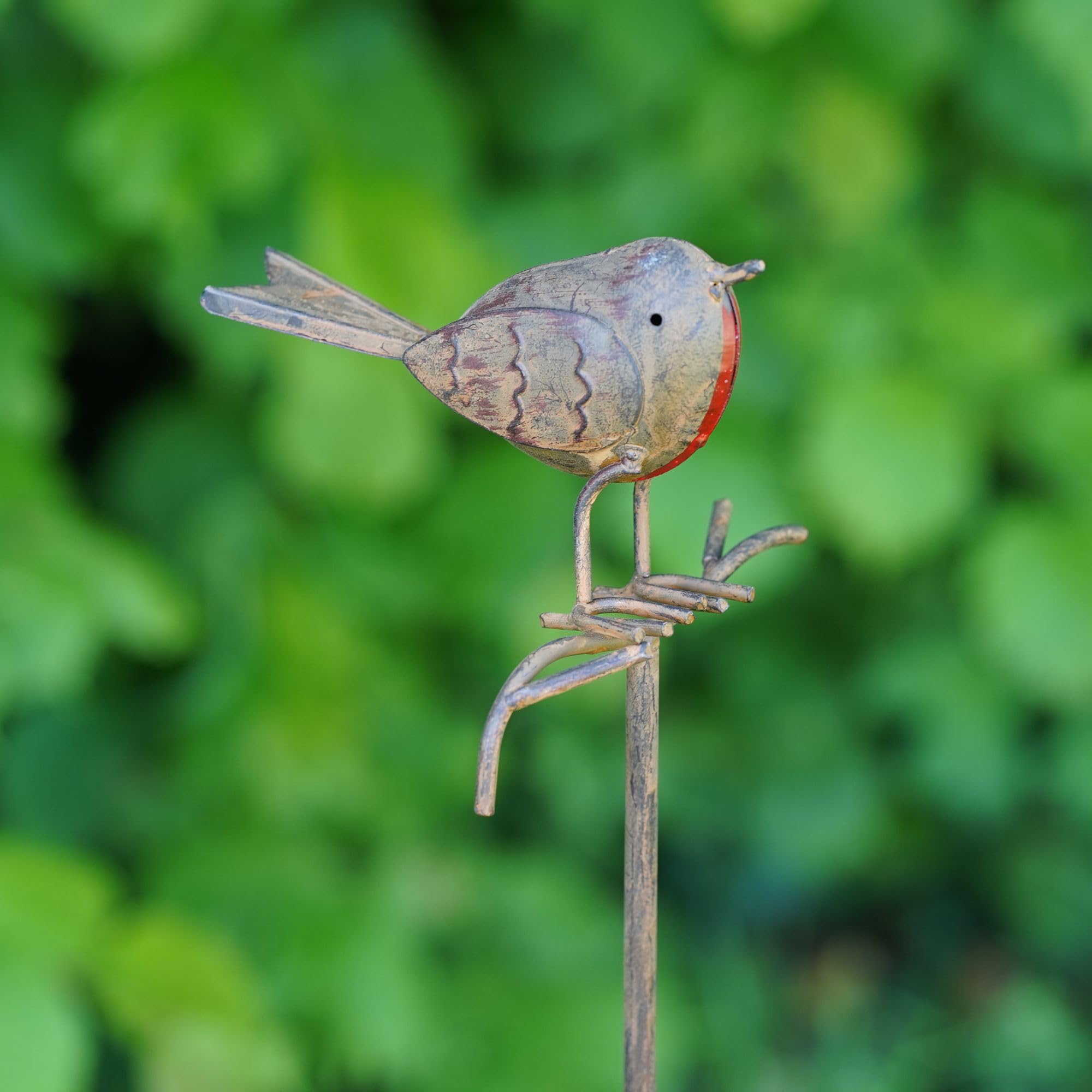 Robin on Stick Large Metal Garden Ornament | Outdoor British Bird Decoration Gift Robins Loved Ones Large Stake