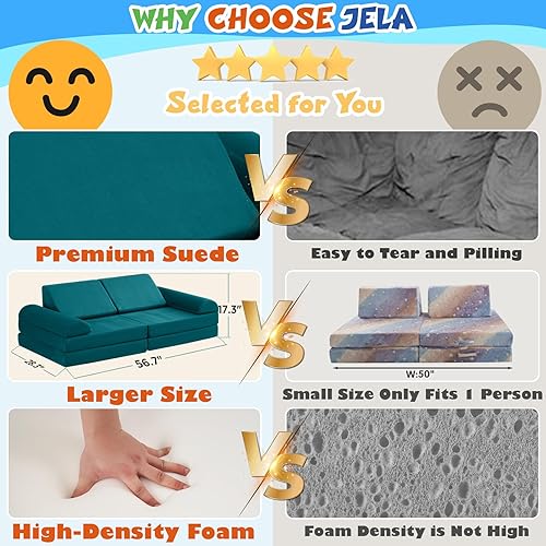 Miniatura 3 de jela Sofá para niños, sofá modular para niños y adultos, juego de casa de juegos para niños pequeños, sofá modular de espuma para interiores y