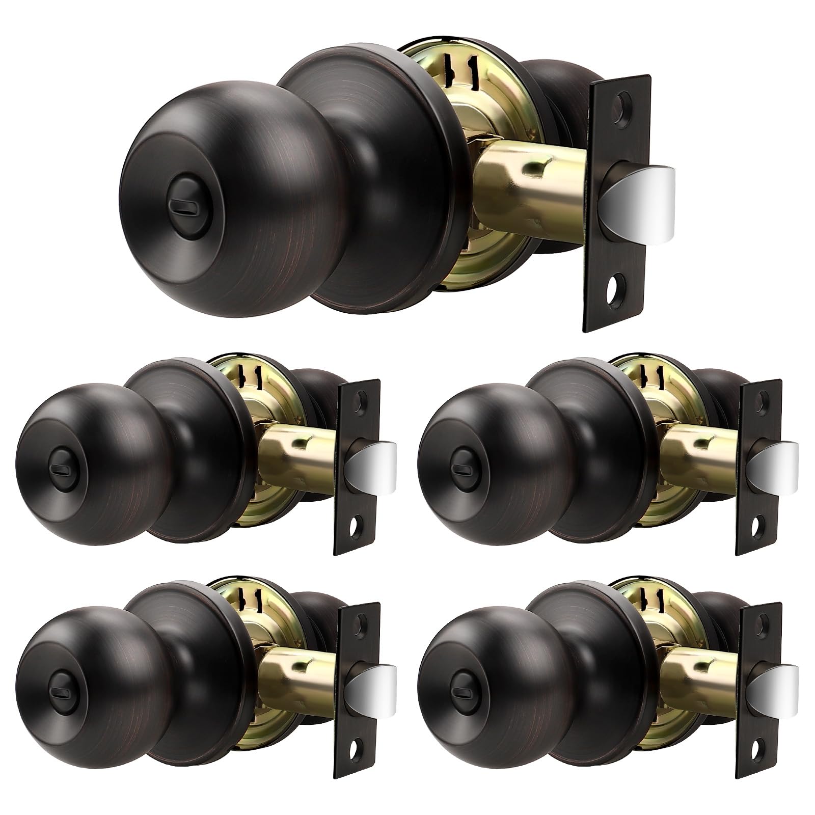 Black Interior Door Knobs - 10 Pack, Keyless Privacy -32