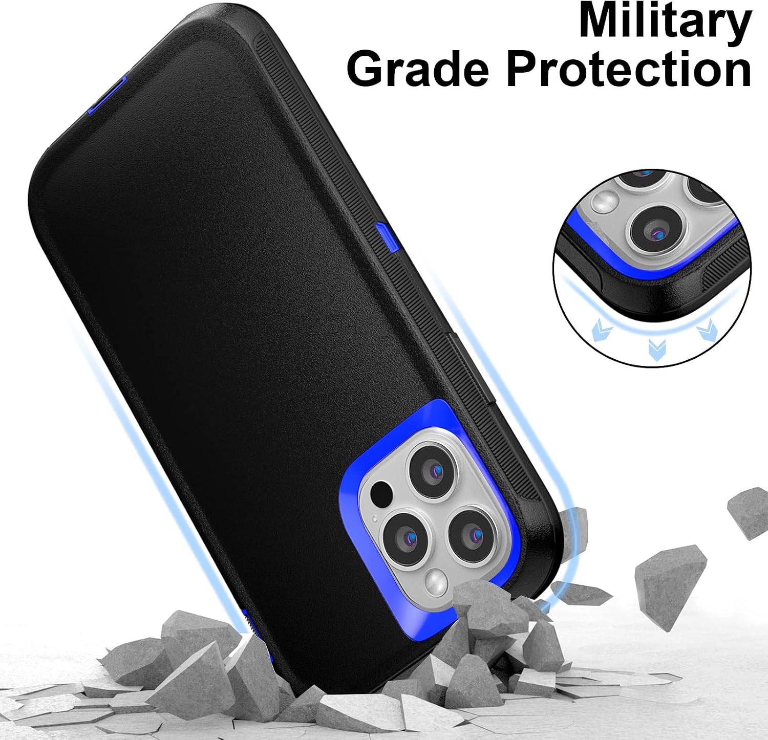 for iPhone 11 Pro Case with Belt Clip Holster Kickstand & 2 Screen Protector, Heavy Duty Military Grade Cover Drop-Proof Full Protection Phone Case 5.8" [Black Blue+Clip] image 5