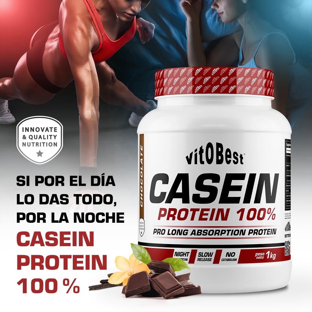 VITOBEST Casein Protein 100% Proteínas Suplemento Chocolate 1 kg