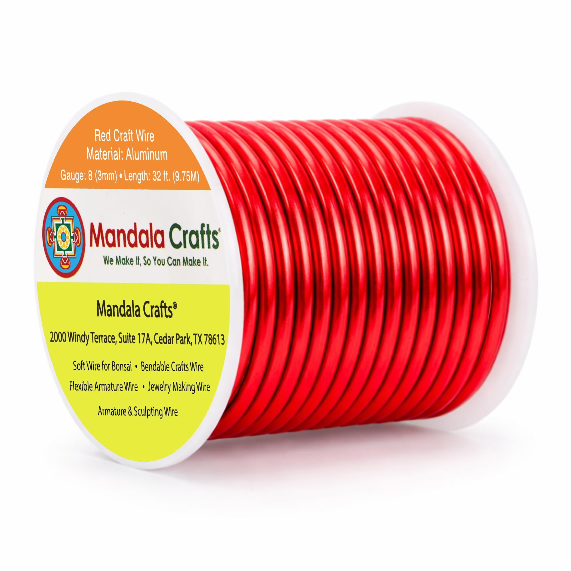 Mandala Crafts 8 Gauge Red Anodized Aluminum Craft Wire, 32 FT