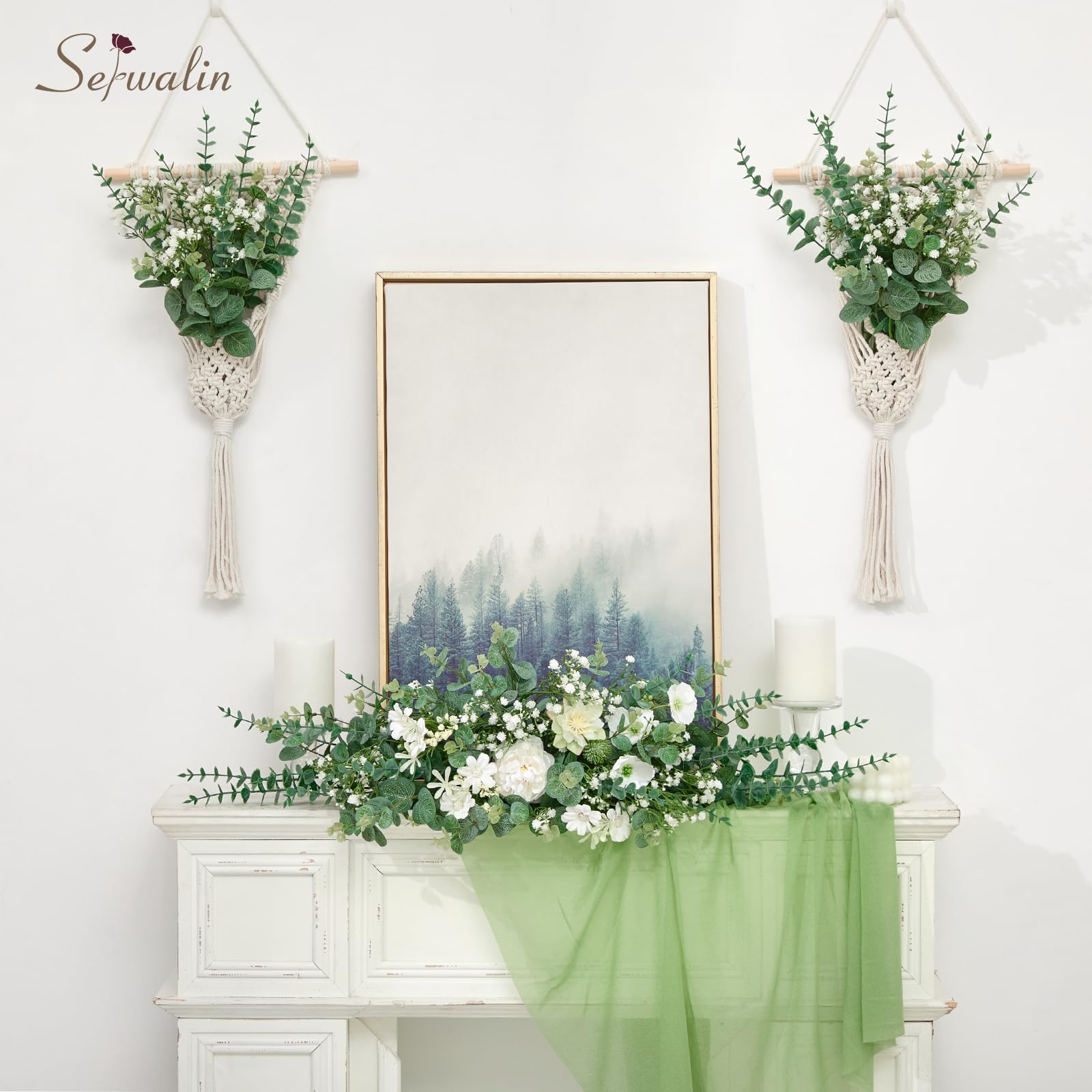 Serwalin Assortiment de 50 tiges d'eucalyptus artificielles