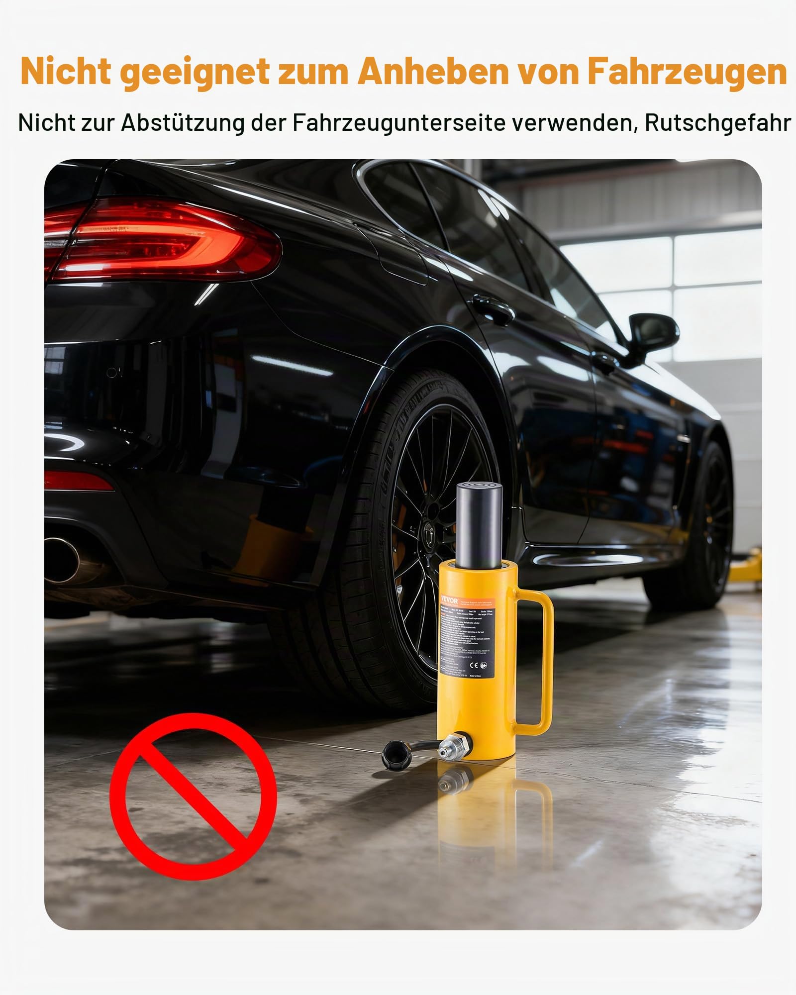 VEVOR Hydraulikzylinder 20 t Vollkolben-Heber 15 cm Hub mit Schnellkupplung, Einfachwirkender Hydraulikzylinder Tragbarer Hydraulikheber für Heben Drücken Ziehen Maschinenbau Werkstatt Garage