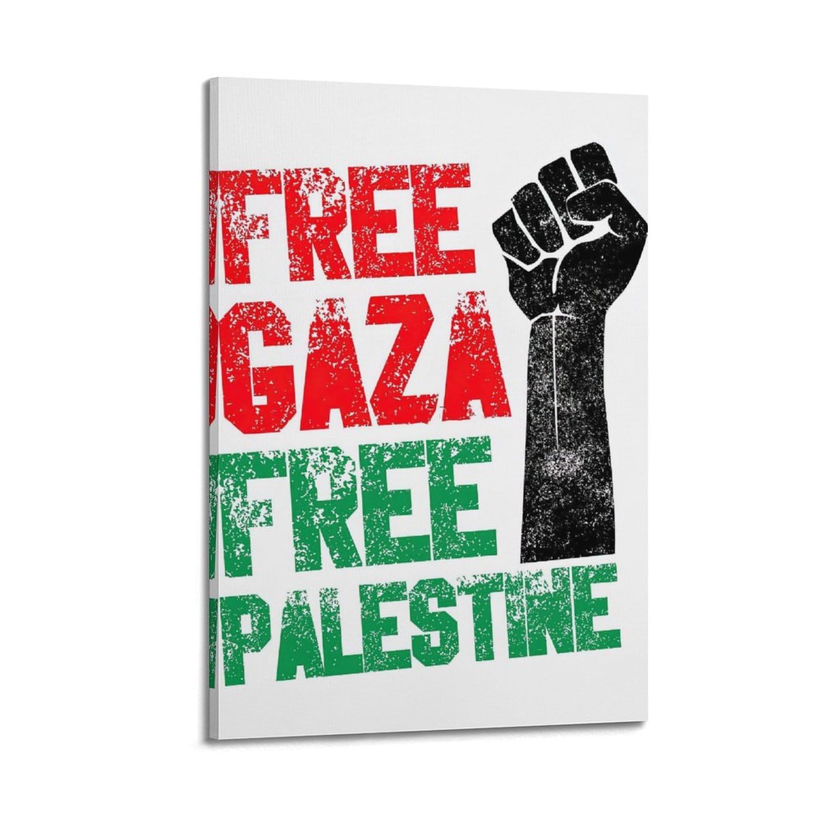 XKUGA Anti War Poster Free Palestine Resilience Gaza Review Modern Decorative Canvas Prints - Ideal Wall Art for Family, Man Cave, Game Room, Boys & Girls Bedroom 20x30inch(50x75cm)