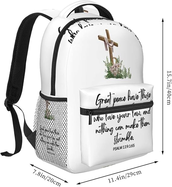 ASYG Bible Verse Backpack Christian Laptop Backpack Jesus Cross Tablet Travel Picnic Bag Jesus Bckpack Bag