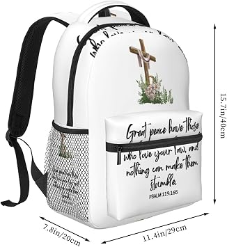 ASYG Bible Verse Backpack Christian Laptop Backpack Jesus Cross Tablet Travel Picnic Bag Jesus Bckpack Bag