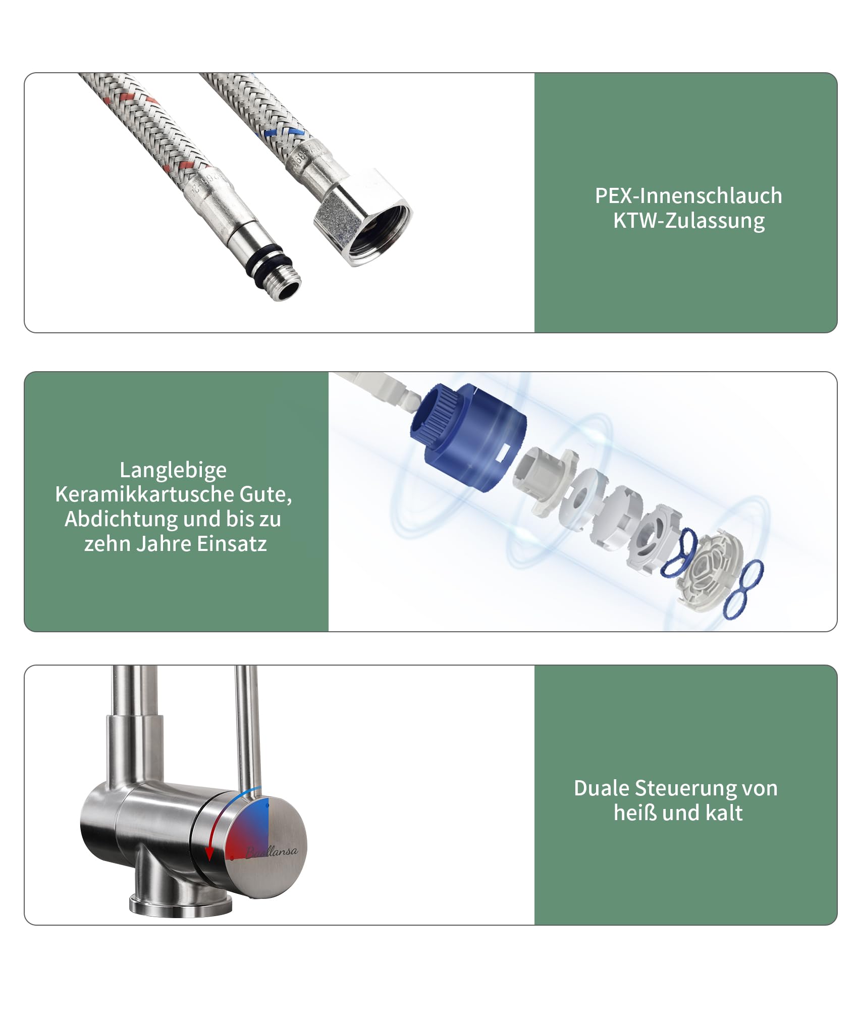 Wasserhahn Küche,vorfenster küchenarmatur klappbar，Hochdruck Kitchen Faucet 360°Drehbar Edelstahl Spültischarmatur Küchenspüle Armatur mit Brause Armatur und Mischbatterie-Langlebig