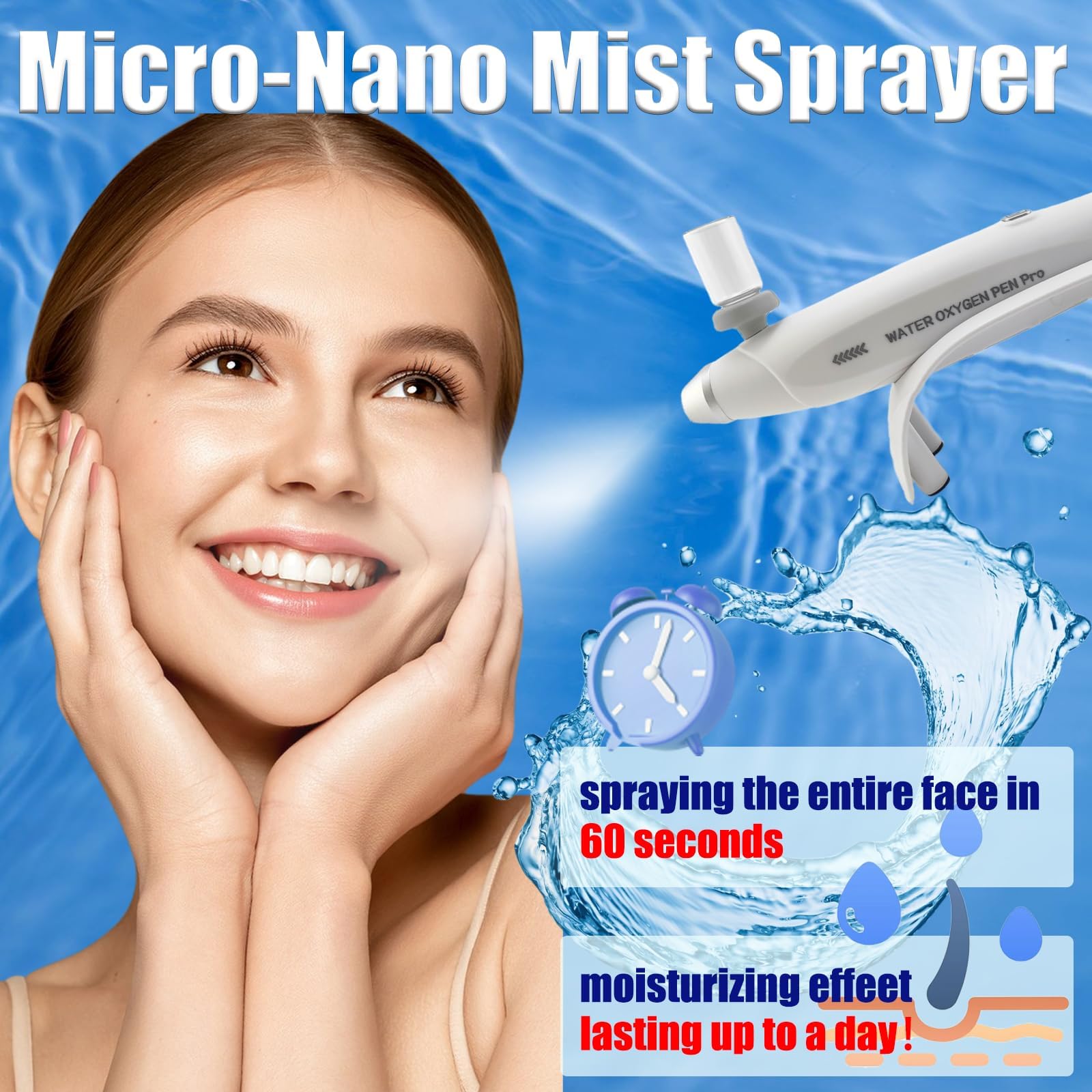 Elitzia Dispositivo per infusione di ossigeno professionale Soluzione Nutriente SPA Cura della Pelle Ossigeno Viso Anti Aging Salone di Bellezza Macchina ETP200B (Spray con Batteria al Litio)