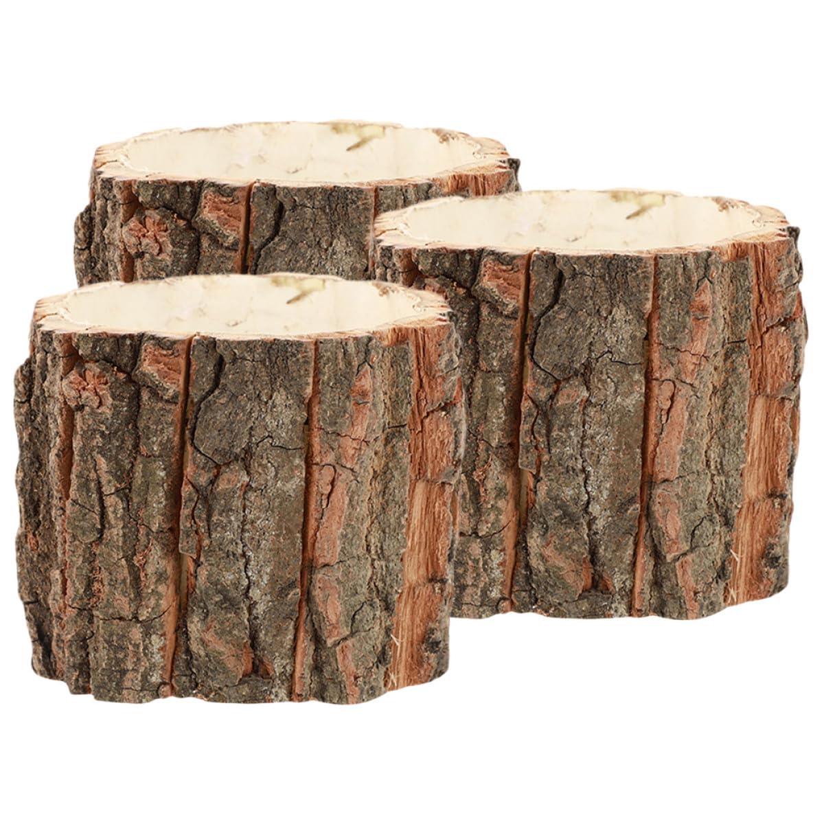 Pots de fleurs rustiques en bois écorce pour végétaliser les petits espaces