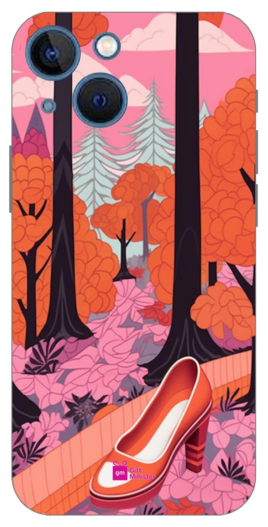 Gift Minister Hard Designer Mobile Case for Apple iPhone 13 Back Cover Brown - Pink Fabric Ladies Heal Sandle Forest Modernist Illustrations Art Graphics White Orange Patterns Australia 1Pcs 1701H
