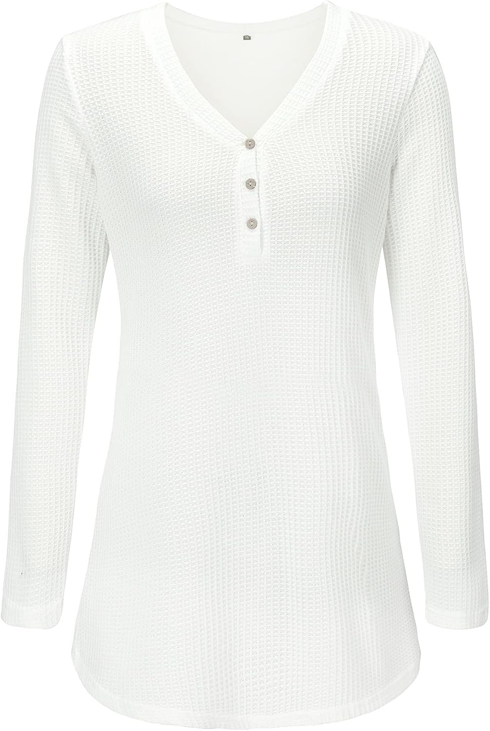 OUGES Women's Long Sleeve Button Loose Casual Blouses Tunic Tops