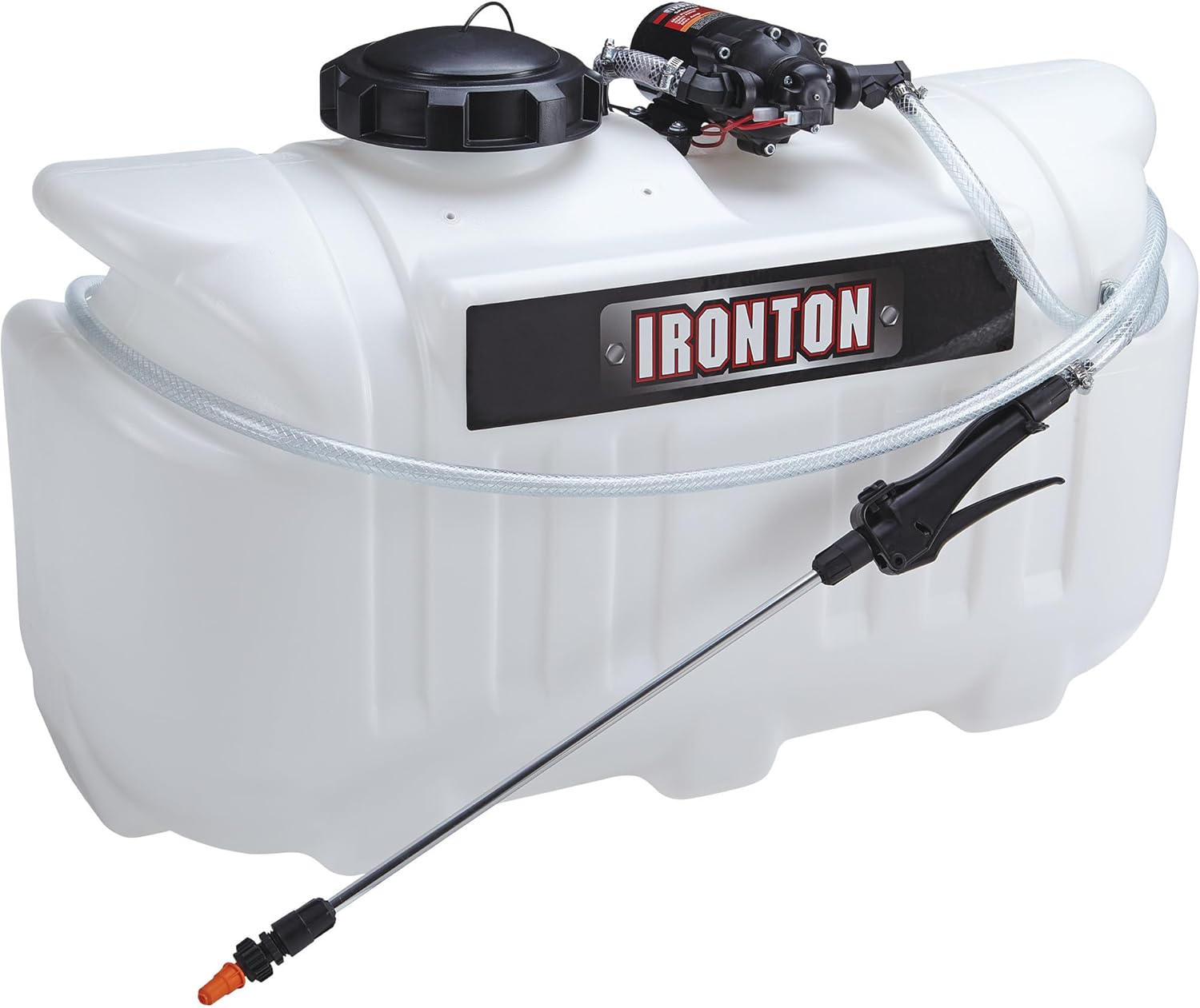 Ironton ATV Spot Sprayer, 26 Gallon Capacity, 2.1 GPM, 12V, 60 PSI, 17 Ft Vertical Spray Height, 15 Ft Hose, for ATV, UTV, Lawn Mower and Garden Tractor