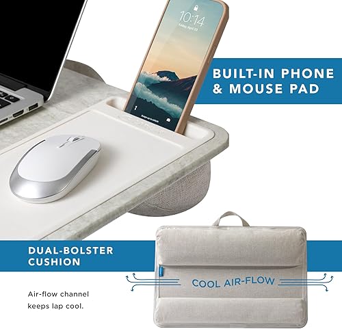 Miniatura 9 de LapGear Home Office Lap Desk with Device Ledge Mouse Pad and Phone Holder - Black Carbon - Fits up to 156 Inch Laptops - Style No 91588