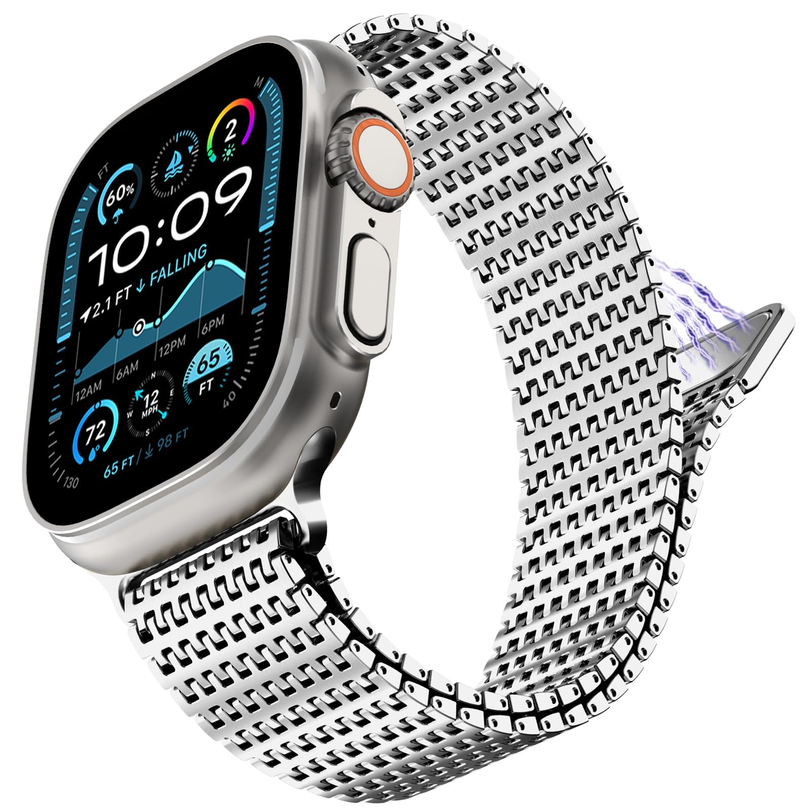 NewWays for Apple Watch Metal Bands, Stainless Steel Milanese Mesh Loop Magnetic Clasp iWatch Band for Apple Watch Ultra 2 Series 10 9 8 7 6 5 4 3 2 1