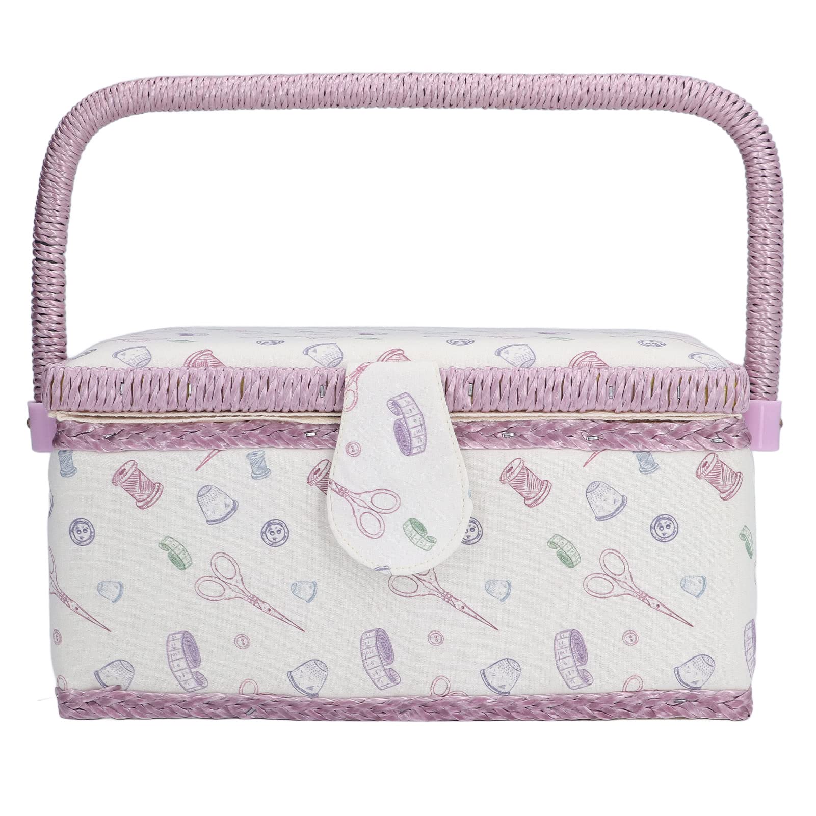 Sewing Basket, Premium Polyester and Fabric Portable Sewing Box for Storing Hand Needles Dressmaker Pins Scissors, Exquisite Sewing Organizer for Beginners Adults, Purple