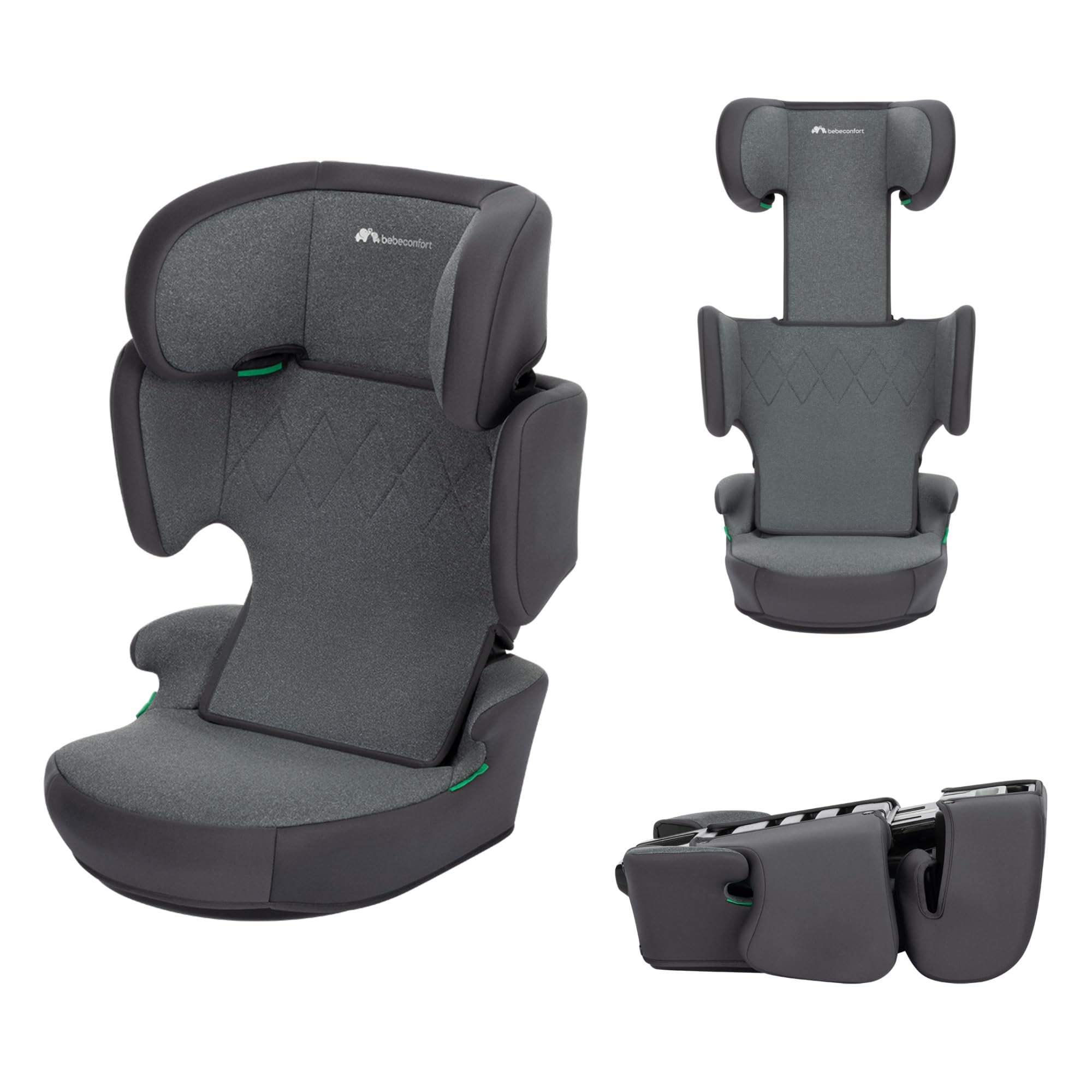 Bebeconfort RoadSafe i-Size, Seggiolino Auto 15-36 kg, 3,5-12 anni (100-150 cm), Seggiolino Auto Pieghevole e Portatile da Viaggio (3 kg), 14 Posizioni Poggiatesta, Tinted Graphite