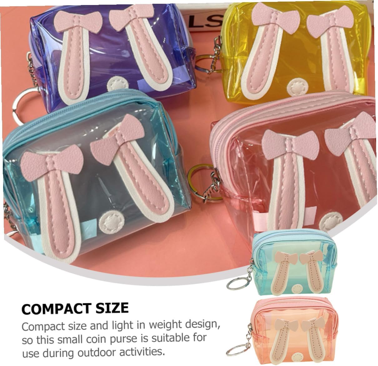 2pcs Mini Coin Purse Keychain Wallet, Portable Change Pouch with Hard Shell, Compact Cosmetic Pouch for Students Random Color