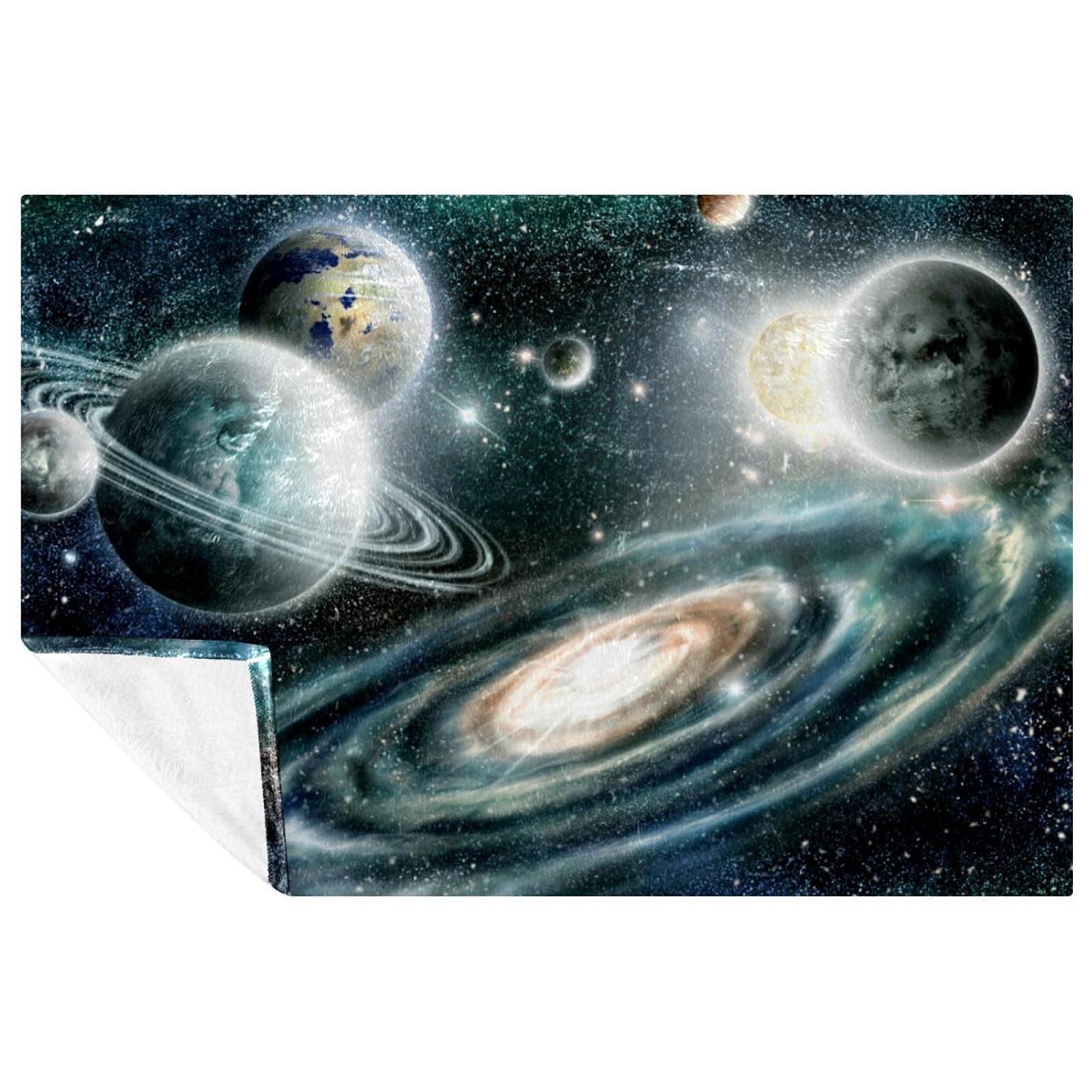 Couverture planètes système solaire chaude et douce 150x100 cm pour lit