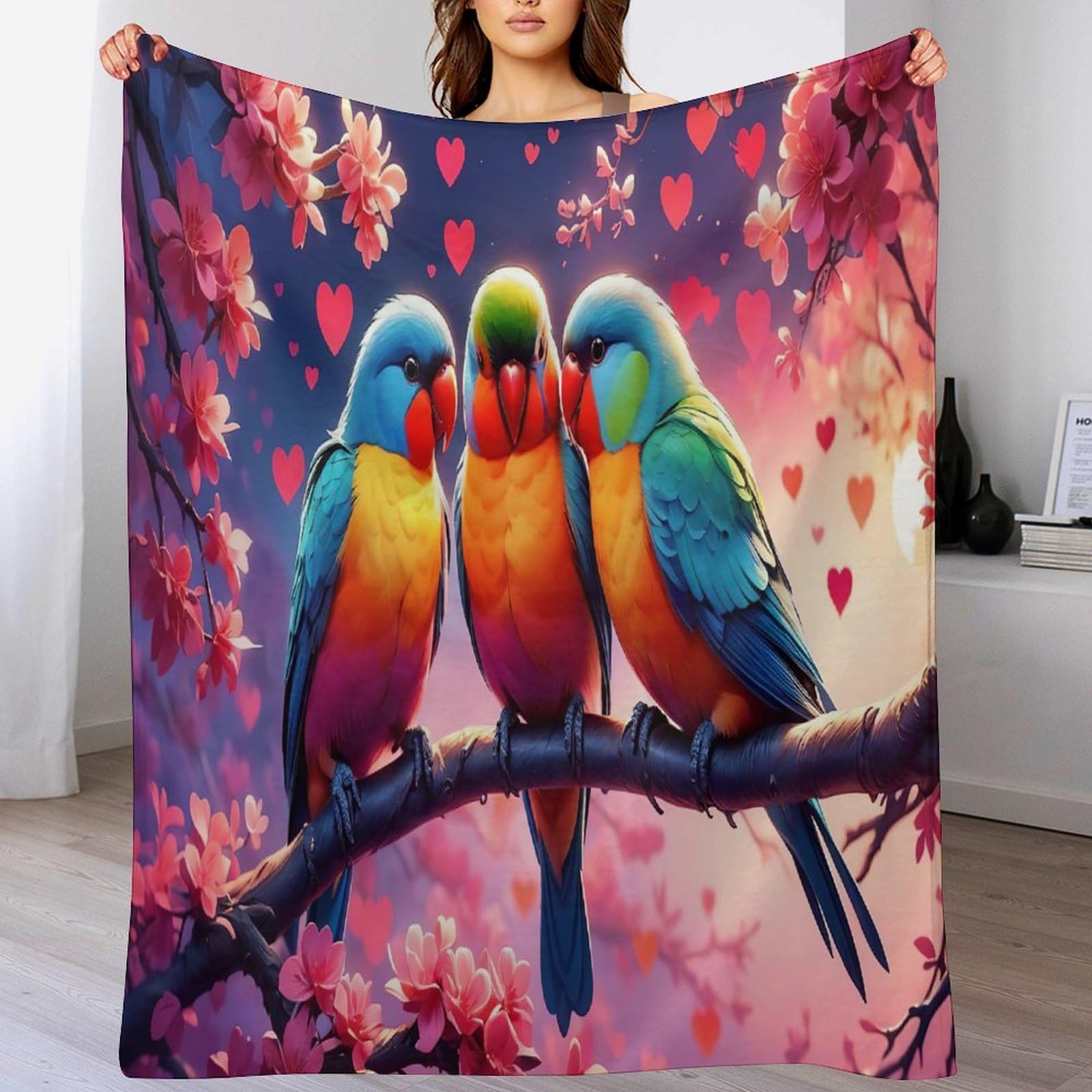 Couvertures de lit en flanelle douce au motif animal perroquet