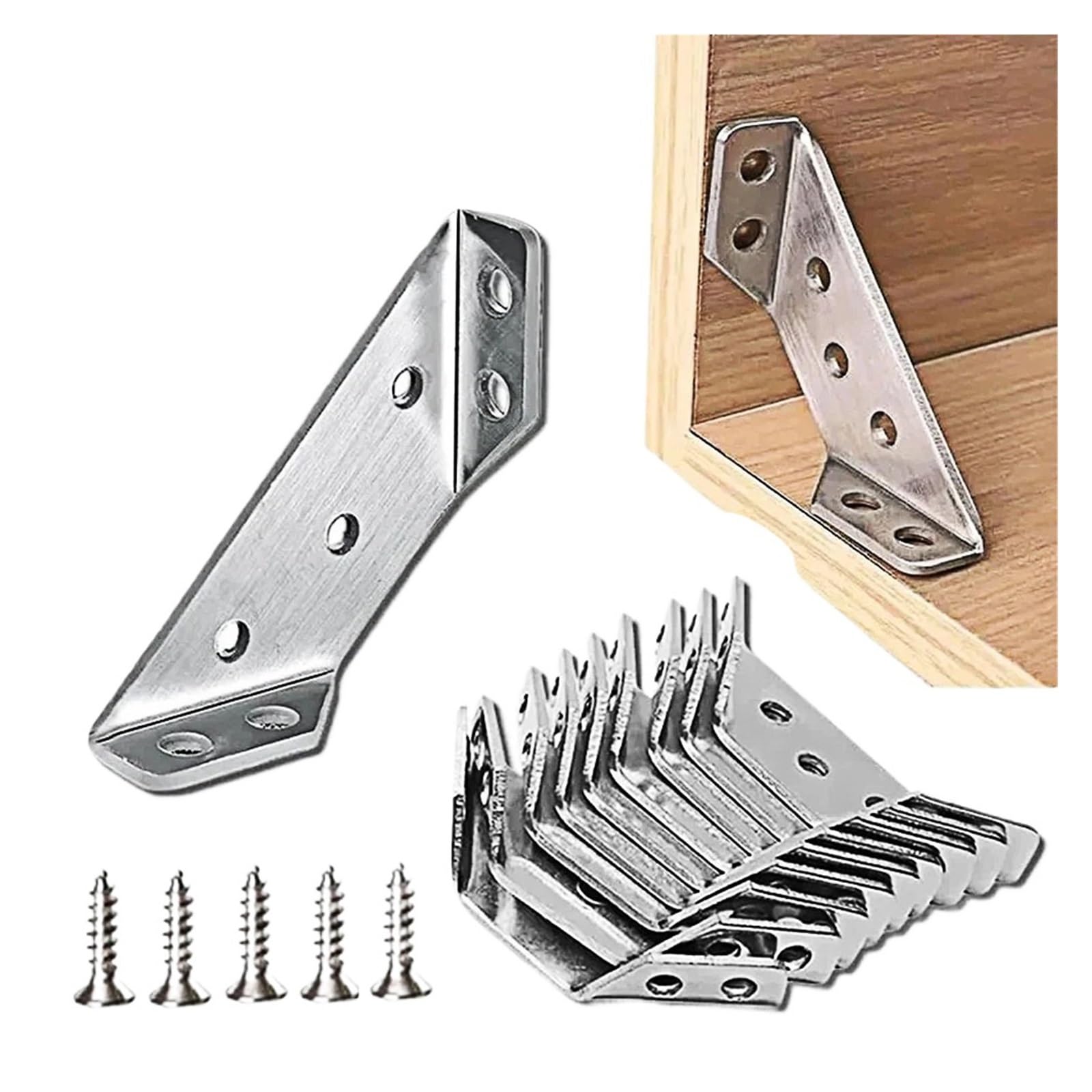 Fhdbekdcldm 10Pcs 1.0 With Screw Thickened Stainless Steel Corner Bracket, 90 Degree Furniture