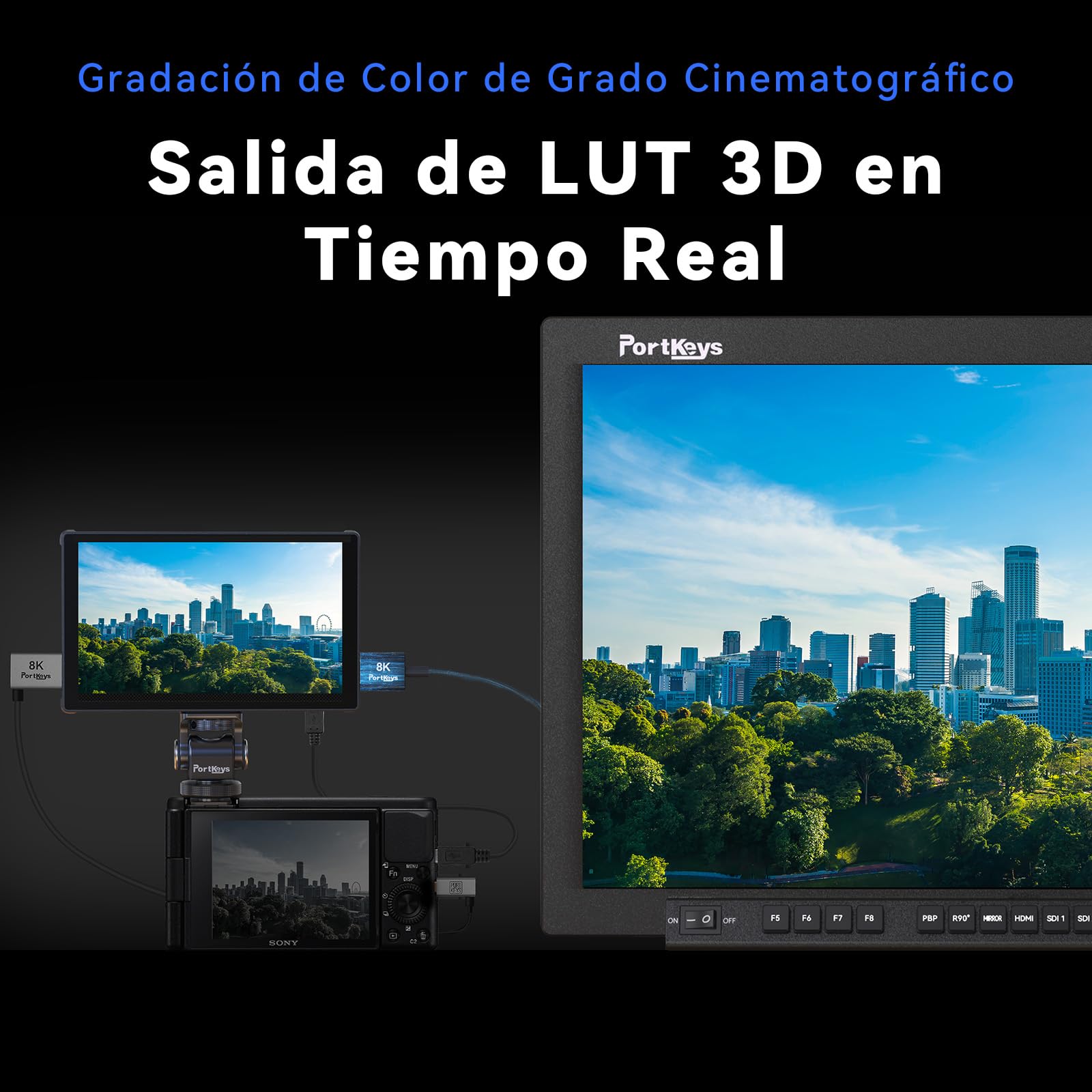 Portkeys LH5C 5.4" Monitor Cámara 4K HDMI Input, Camera Control Touch to Focus para FX3/FX30/A6700/A7S III/A7M IV, R5/6/7/8, GH6/BGH1/S5, 3D LUT Waveform Focus Peaking Monitor de Campo