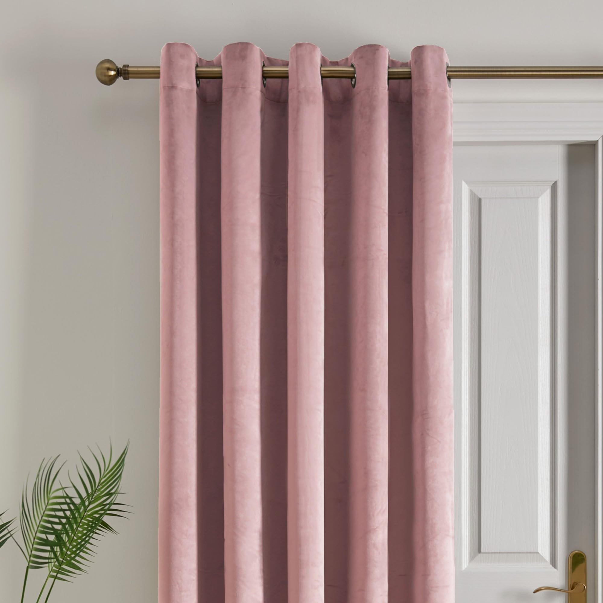 Laurence Llewelyn-Bowen Montrose Blush Pink Velvet Eyelet Curtain, W66 x L84" (168 x 214cm), 1 Panel, Thermal & Soundproof - Image 2