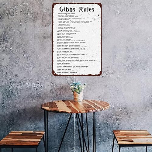 Miniatura 6 de Gibbs Rules - Letrero de metal inspirador con citas positivas, decoración de pared, póster retro para cafetería, bar, sala de estar, baño, cocina,