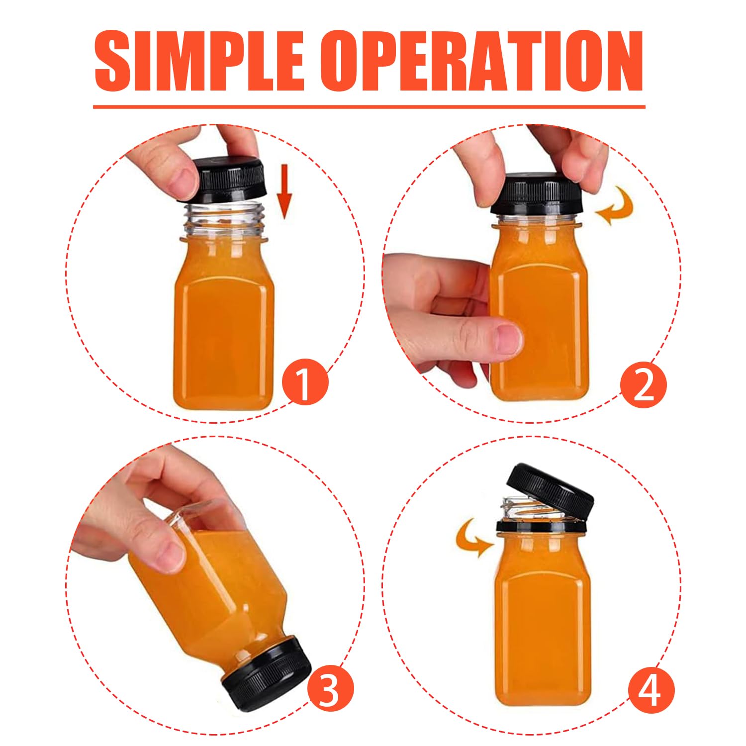 24 Piezas Botellas Plástico Pequeñas con Tapas 120 ml Mini Botella de Bebida Vacía Botellas Zumo Reutilizables Botellas para Shots Transparente para Agua Jugo Batidos Leche Bebidas Caseras