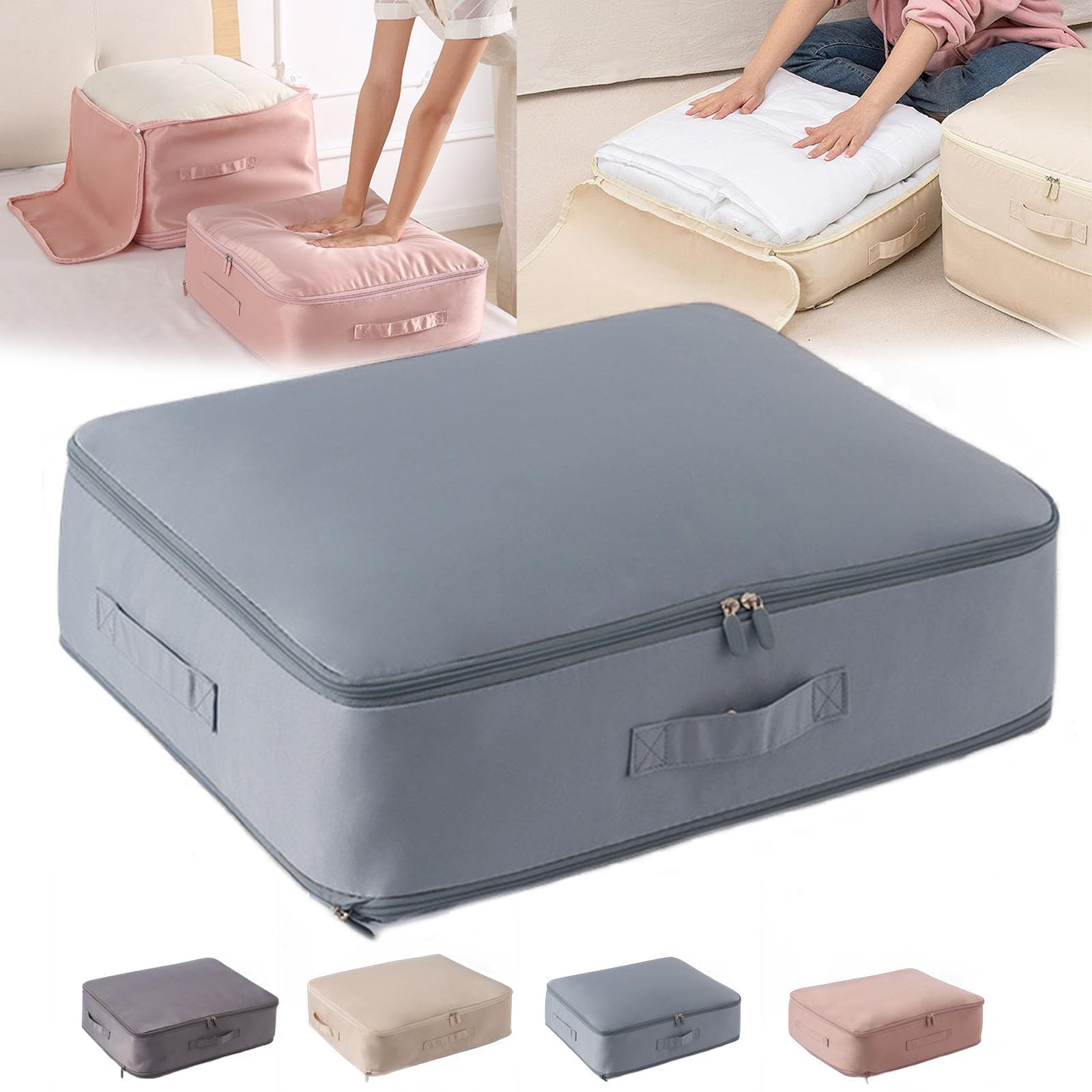 Ehoter Blue Ultra Space Saving Self Compression Organizer 2024 Upgrade Space Saver Quilt Compression Storage Bag Comforter Storage Bag Packaging Cube Bedding Storage Bag (,54*42*30Cm (For Duvet Clothes))