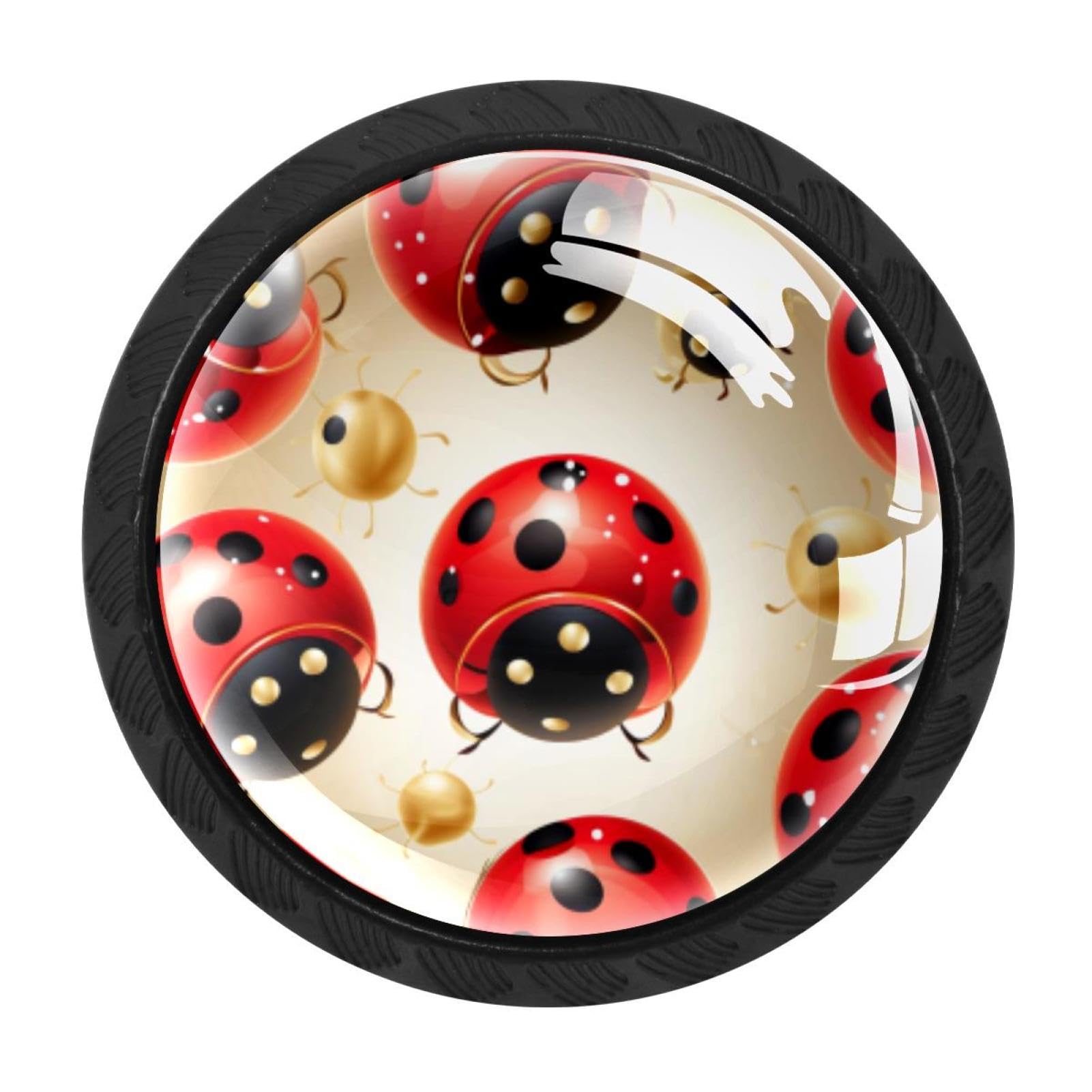 CHENZZZZ Ladybird Cabinet Knobs 4 Pieces Drawer Kitchen Cabinets Dresser Cupboard Wardrobe Unique Pulls Handles