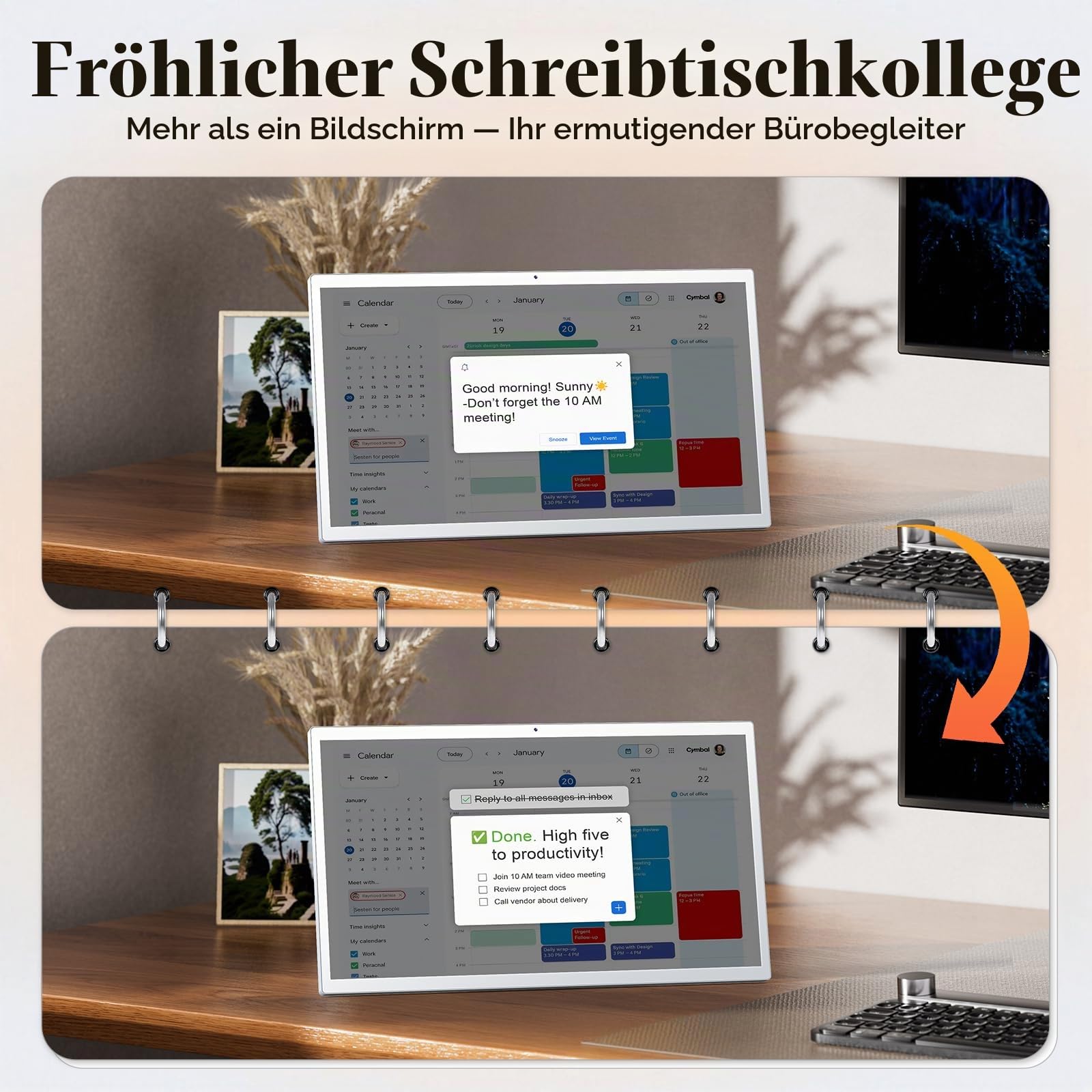 MWE Touchcreen Elektronischer Wandkalender, Digitaler Kalender Wand, 8+128 GB, WiFi-Unterstützung, Ideal für die Anzeige von Bildern, Daten, Wetter, Terminplanung (21.5 Zoll)