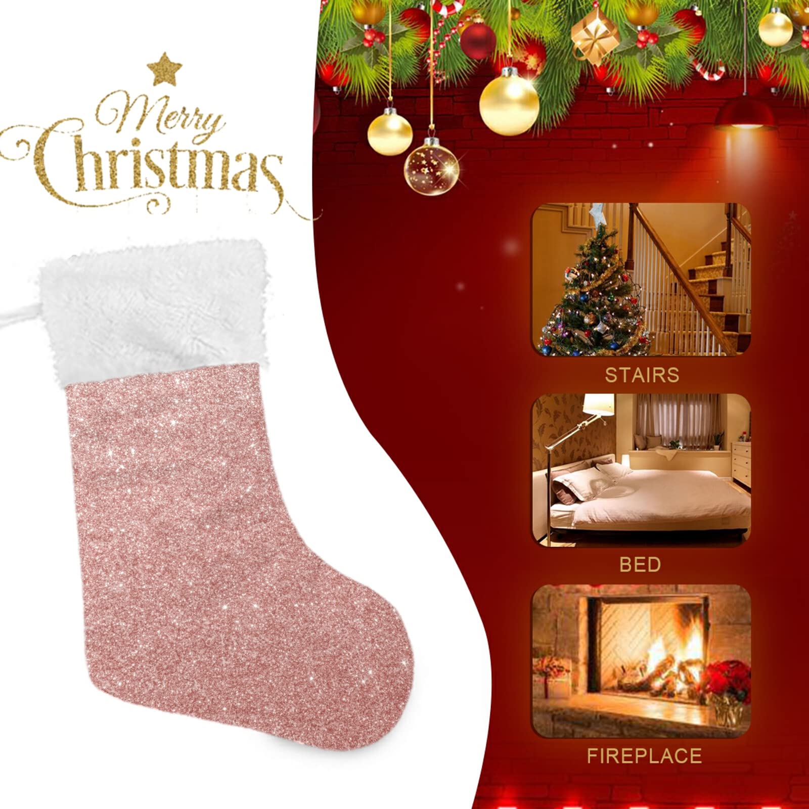 39 CM Rojo Clásico Peluche Suave Calcetines Navidad Papá Noel Decoración Regalo