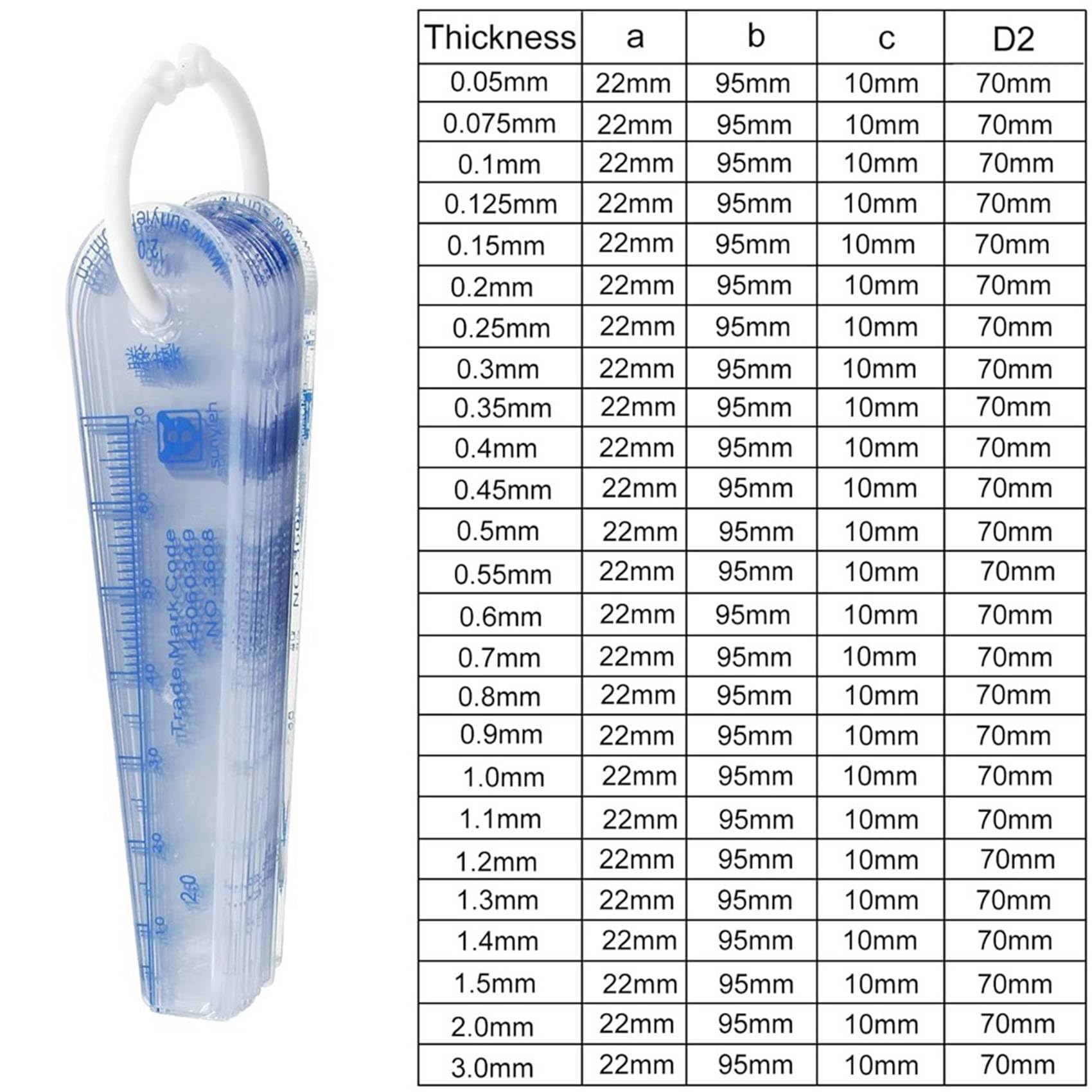 5 Packung Fühlerlehre Aus Kunststoff, 0,05-3 Mm, Dickenmesswerkzeuge, 25-In-1-Fühlerlehre zum Messen Von Lücken