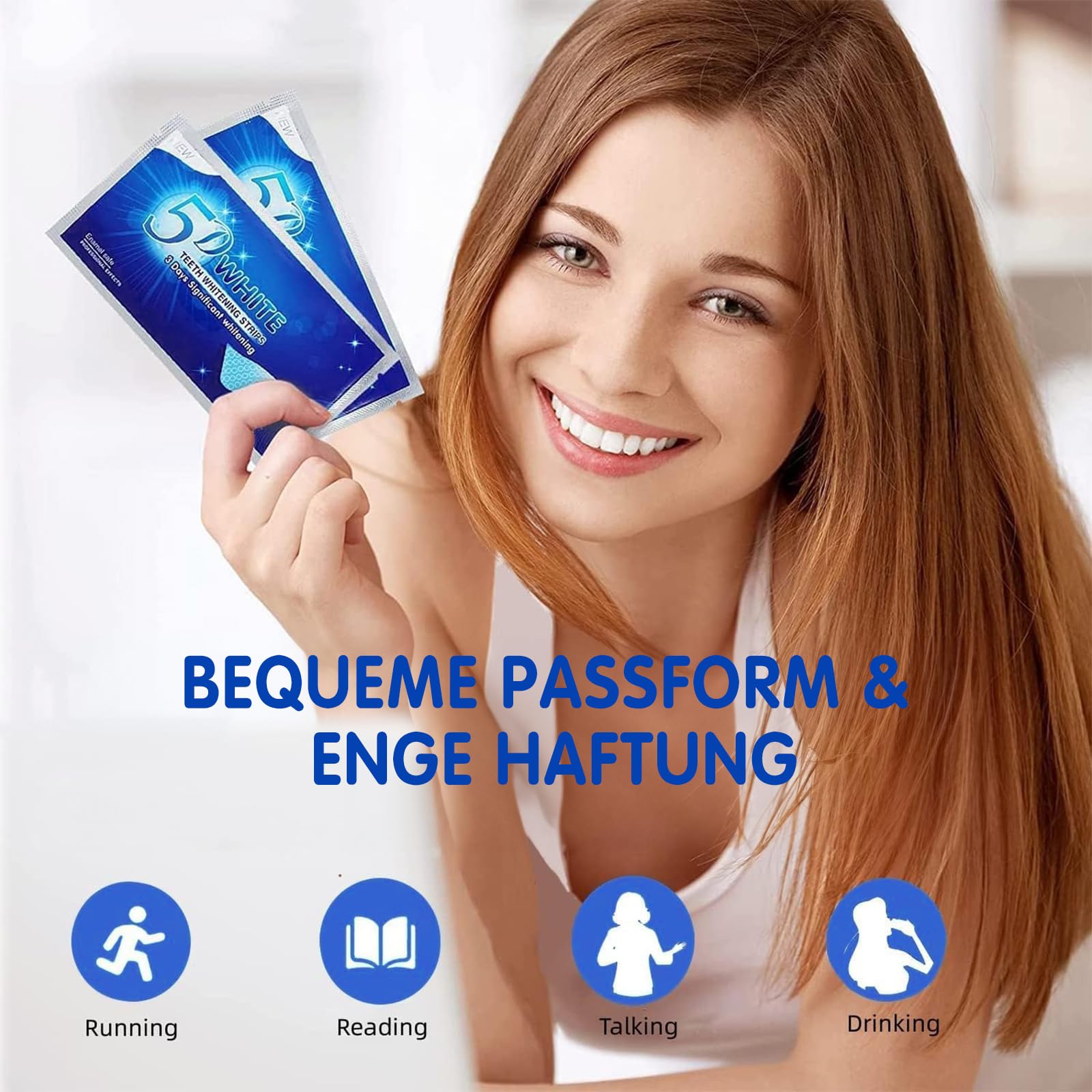 28 Strisce Sbiancanti Denti Professionali, Senza Teeth Sbiancamento Dei Denti, Whitening Strips per Sbiancamento Delicato, Facile Uso a Casa o in Viaggio